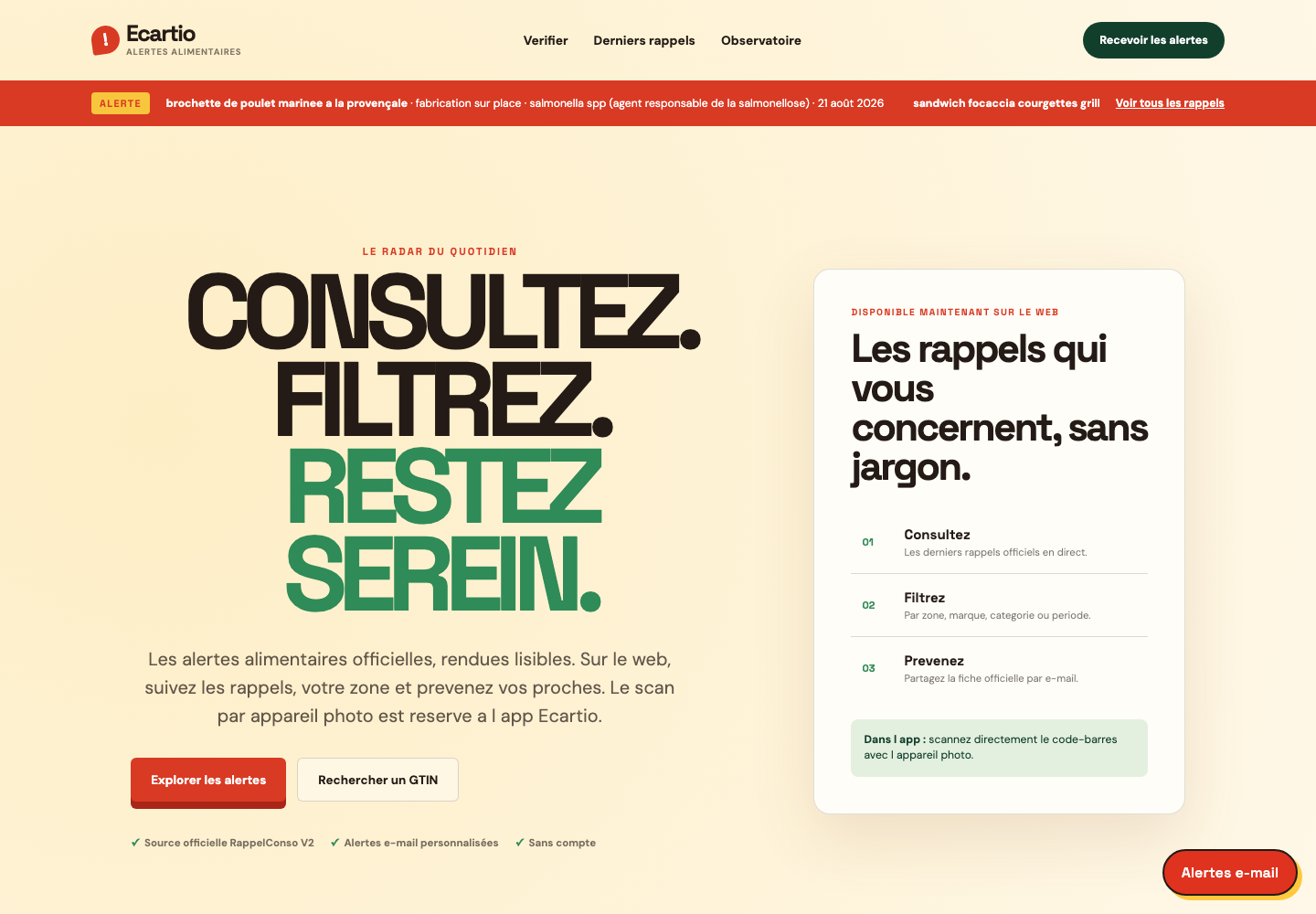 Écartio — Service web